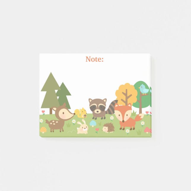 Post-it® Animaux et créatures mignons de forêt de région (Devant)