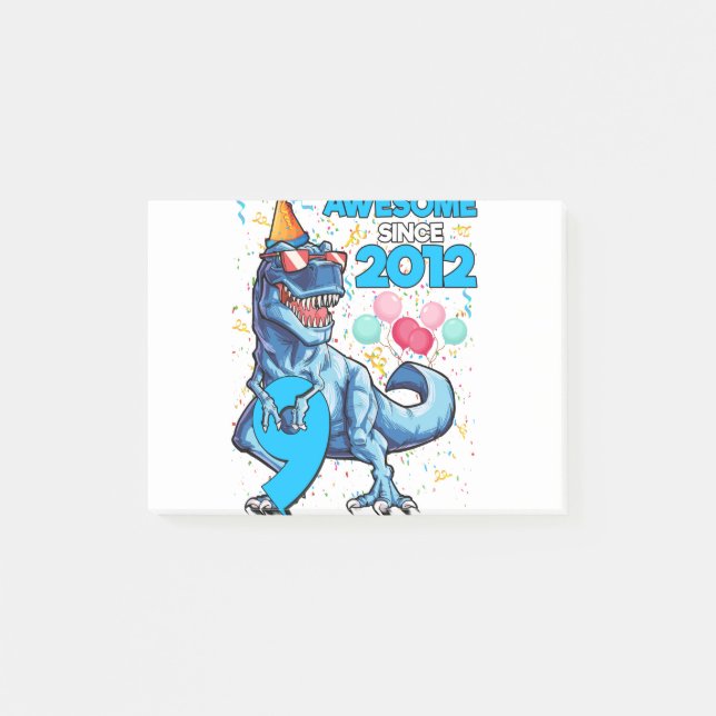 Post-it® Anniversaire 9 ans dinosaure garçon de 9 ans Enfan (Devant)