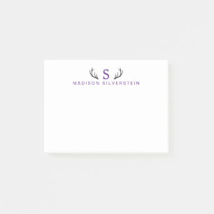 Post-it® Antlers de cerfs de classe Monogramme violet