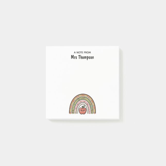 Post-it® Apple Rainbow personnalisé pour enseignant d'école (Devant)