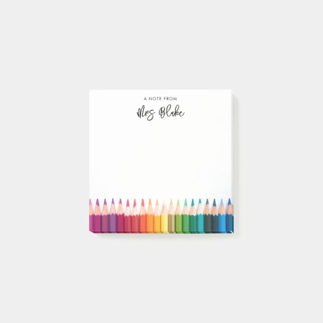 Post-it® Appréciation de l'enseignant crayons arc-en-ciel (Devant)