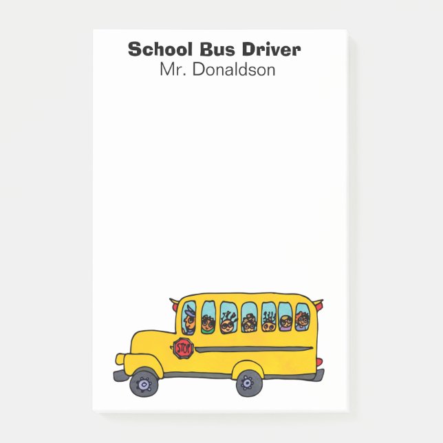 Post-it® Appréciation du conducteur de bus scolaire jaune (Devant)