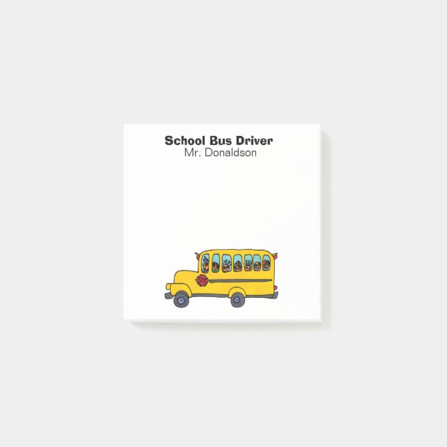 Post-it® Appréciation jaune 3x3 de chauffeur d'autobus (Devant)