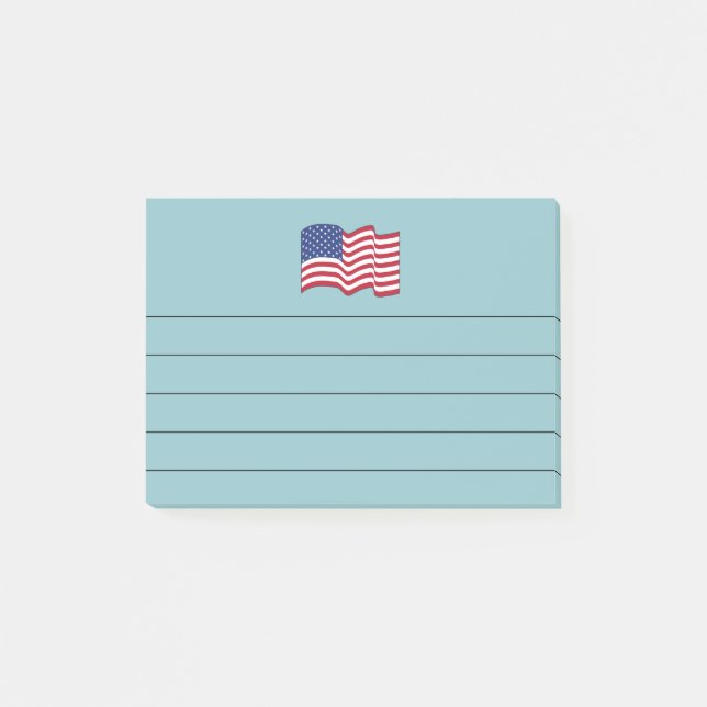 Post-it® Aqua American Flag Post It Notes Cadeau (Devant)