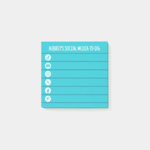 Post-it® Aqua Bleu & Blanc Médias Sociaux À Faire Liste