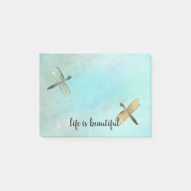 Post-it® Aqua Mint Gold Dragonflies Aquarelle personnalisée (Devant)
