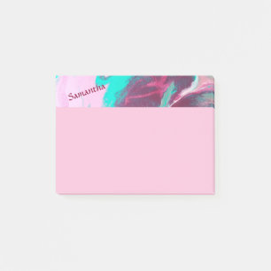 Post-it® Aqua Pink Abstrait Personnalisé Post it Notes 4x3