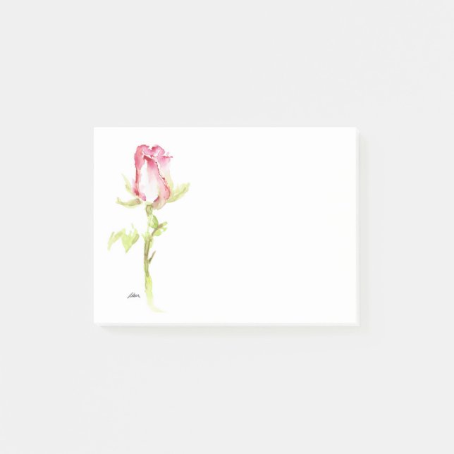 Post-it® Aquarelle à main unique peinte rose rose rose Rose (Devant)
