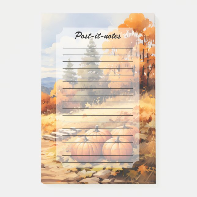 Post-it® Aquarelle Automne Citrouille de route en chute Feu (Devant)