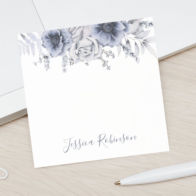 Post-it® Aquarelle bleu floral personnalisé (Créateur téléchargé)