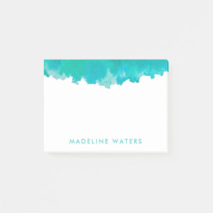 Post-it® Aquarelle bleu Turquoise moderne Chic Monogramme