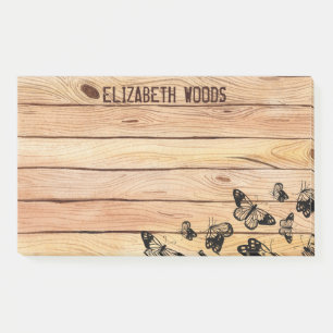 Post-it® Aquarelle Bois rustique avec Papillons Ajouter un