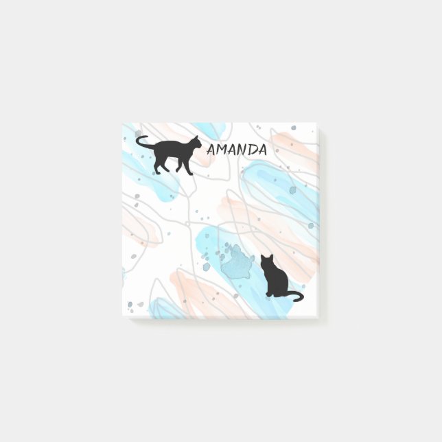Post-it® aquarelle chat design personnalisé post-it note (Devant)