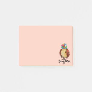 Post-it® Aquarelle Chouette magique avec plumes arc-en-ciel
