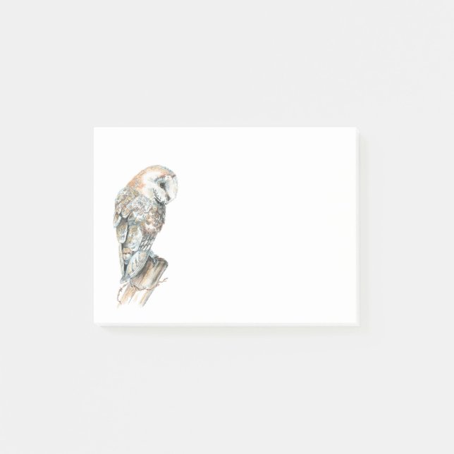 Post-it® Aquarelle Chouette Oiseau Nature Art (Devant)