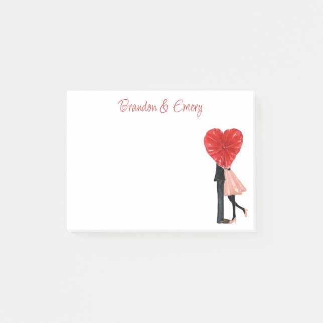 Post-it® Aquarelle Coeur Mode fille Couple (Devant)