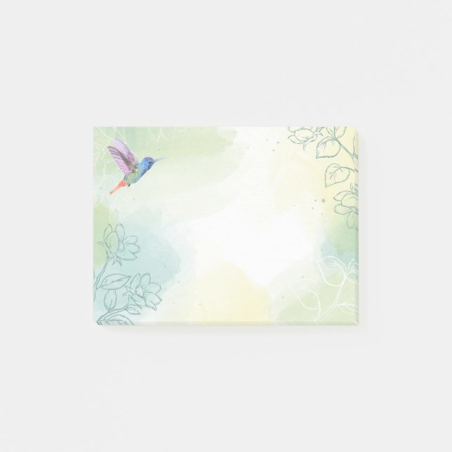 Post-it® Aquarelle Colibri Jardin Oiseau Nature Art (Devant)