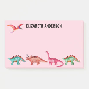 Post-it® Aquarelle colorée personnalisée Dinosaure Girl 