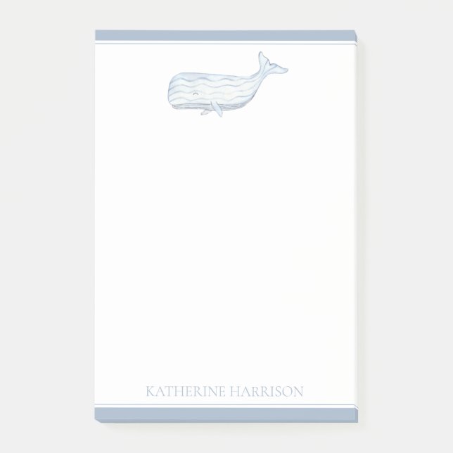 Post-it® Aquarelle côtière Baleine bleue Personnalisée (Devant)