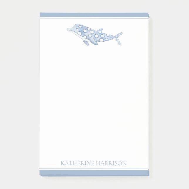 Post-it® Aquarelle côtière bleu Polka Dot Dolphin (Devant)