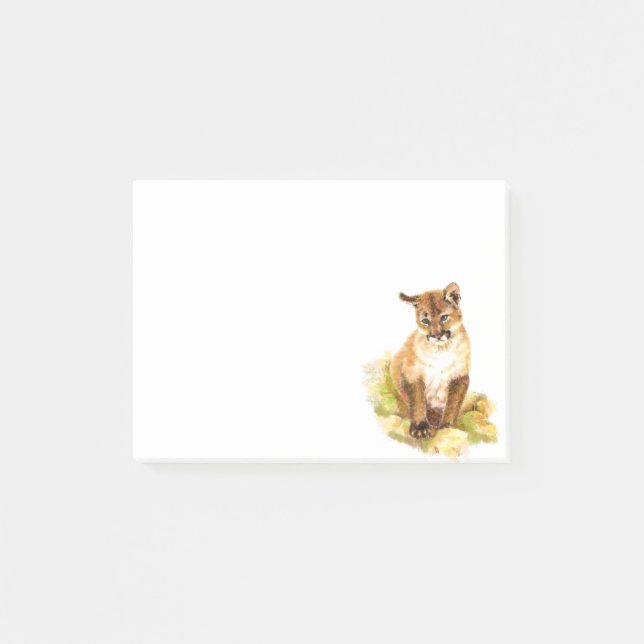 Post-it® Aquarelle Cougar, Puma, Lion Montagne Cub Kitten (Devant)