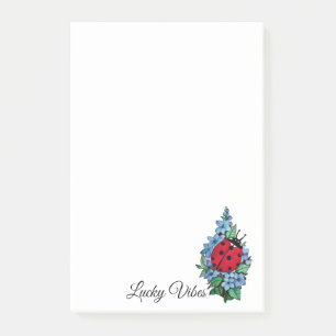 Post-it® Aquarelle Cute Ladybird Avec Fleurs Bleues Sauvage