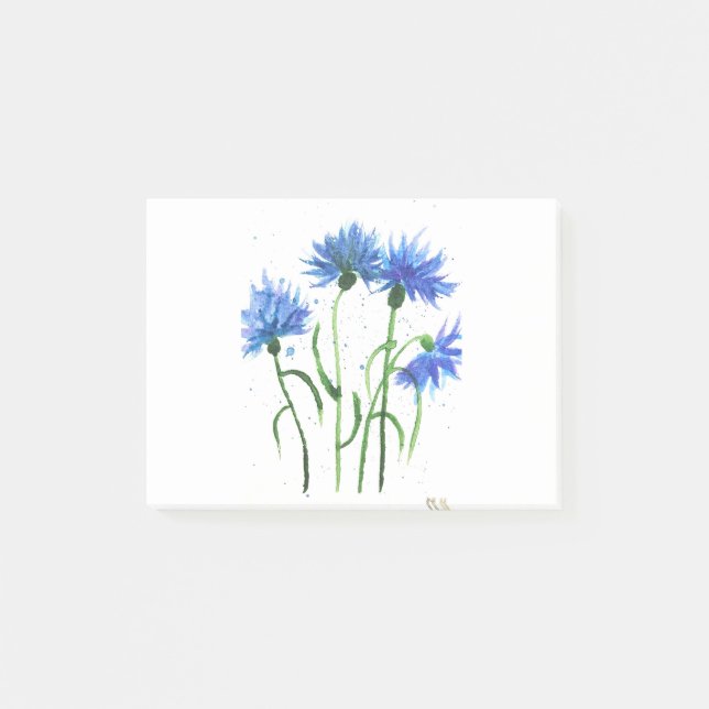 Post-it® Aquarelle de fleurs bleues de Cornflowers (Devant)