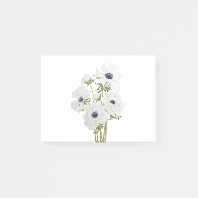 Post-it® aquarelle de fleurs d'anémone blanc (Devant)