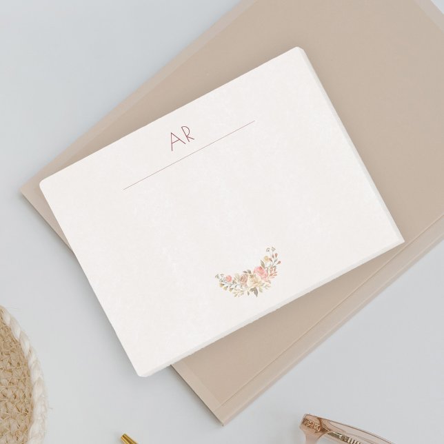 Post-it® Aquarelle de la crème de Pêche Monogramme d'ivoire (Créateur téléchargé)