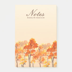 Post-it® Aquarelle de la forêt d'automne Oranges