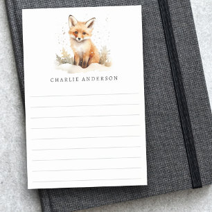 Post-it® Aquarelle de renardeau mignon avec nom et lignes