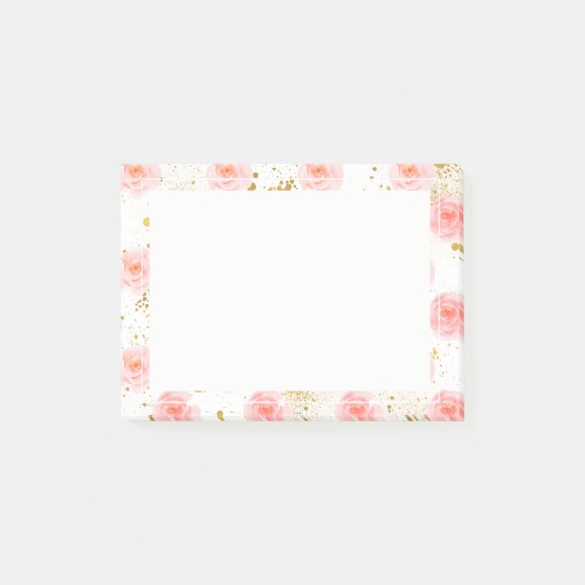 Post-it® Aquarelle de roses roses roses d'or (Devant)