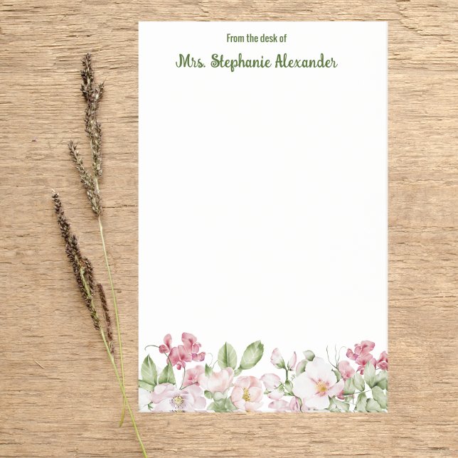 Post-it® Aquarelle Du Bureau De Bordure Fleur Sticky (Créateur téléchargé)