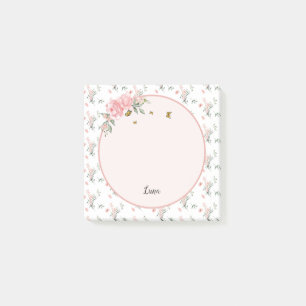Post-it® Aquarelle Élégantes Roses Roses avec Papillons