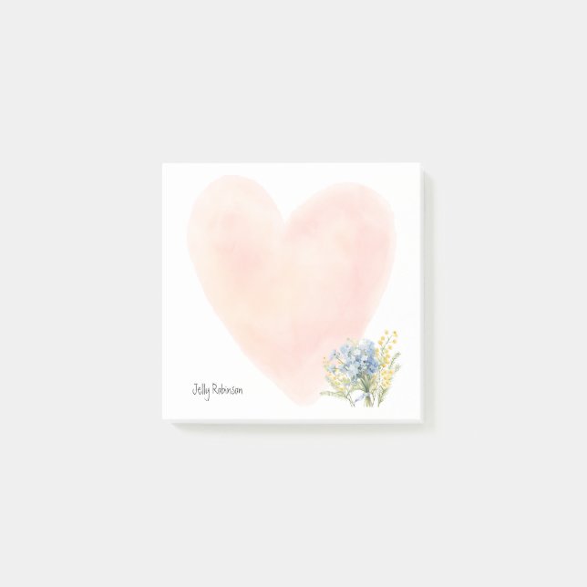 Post-it® Aquarelle Fleurs sauvages Nom personnalisé Floral  (Devant)