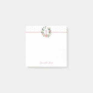 Post-it® Aquarelle Floral Rose Flowers Monogramme
