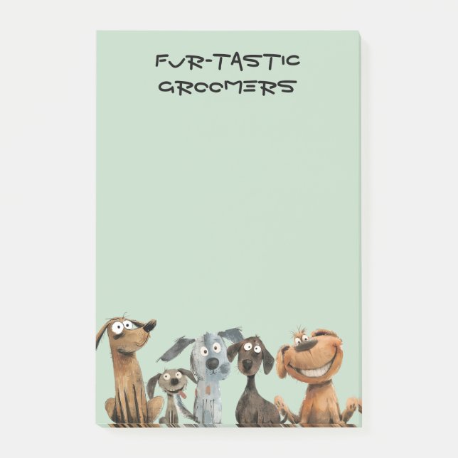 Post-it® Aquarelle Fou Chien Groomer Boutique Bleu (Devant)