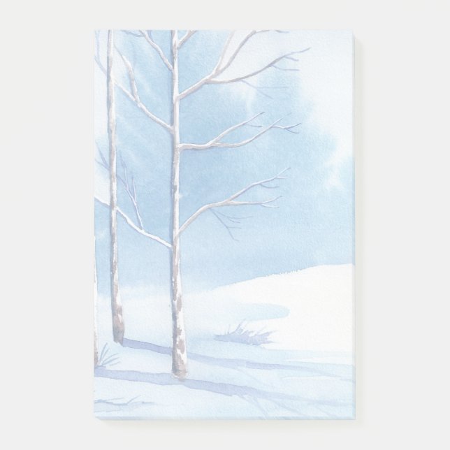 Post-it® Aquarelle Hiver Arbres nus Scène de neige (Devant)