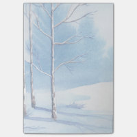 Aquarelle Hiver Arbres nus Scène de neige