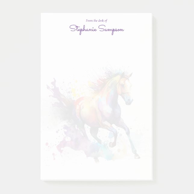 Post-it® Aquarelle Horse Lover Customisé (Devant)