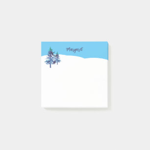 Post-it® Aquarelle illustrée à la main des pins d'hiver