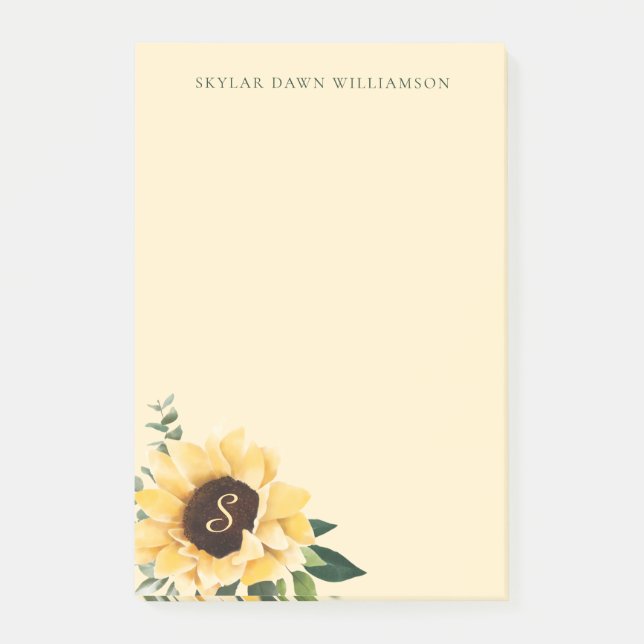 Post-it® Aquarelle Jaune Fleurs de soleil & Fleur sauvage B (Devant)