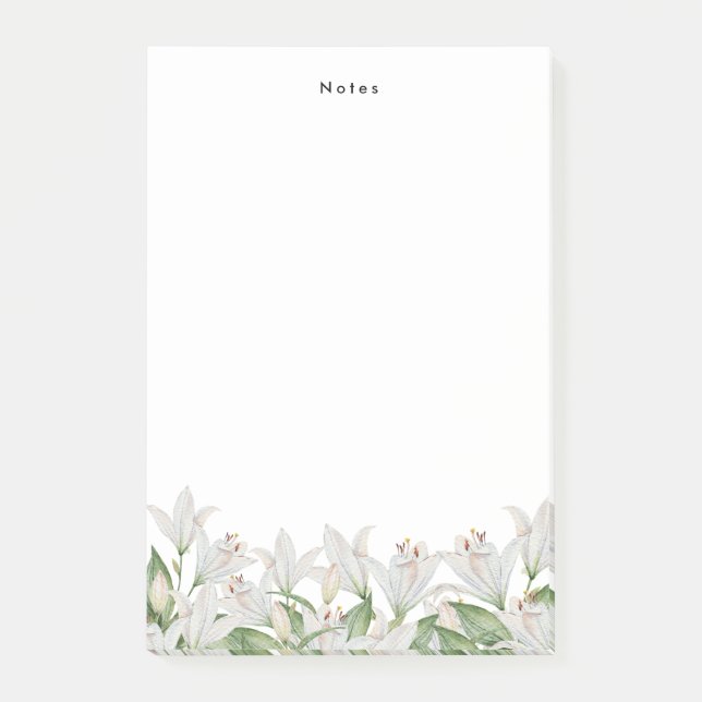 Post-it® Aquarelle Lily Fleurs de printemps blanc Personnal (Devant)