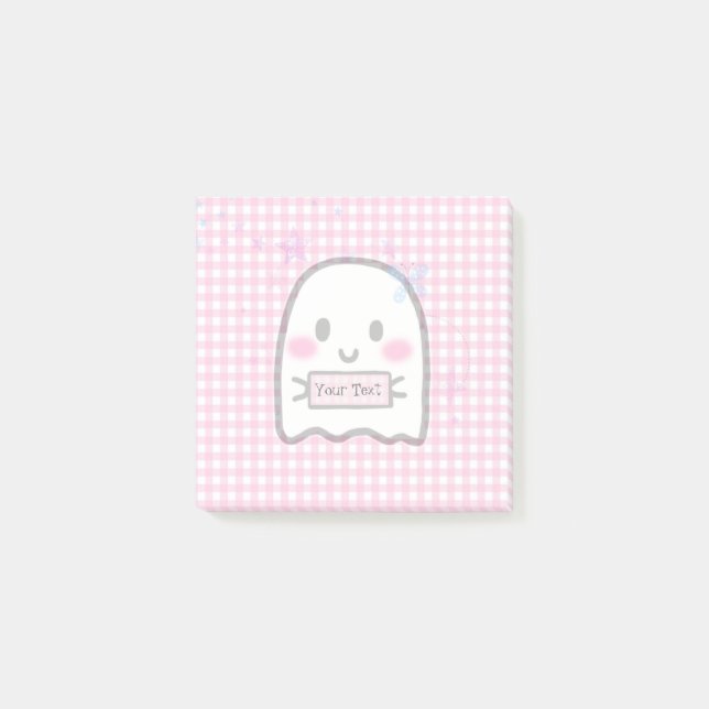Post-it® Aquarelle mignonne Nom du fantôme rose Post-it Not (Devant)
