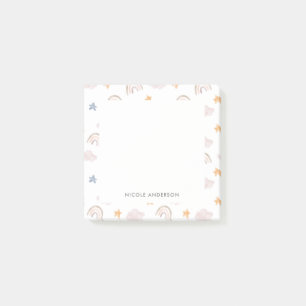 Post-it® Aquarelle mignonne Pastel Arc-en-ciel Étoiles nuag