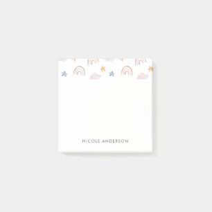 Post-it® Aquarelle mignonne Pastel Arc-en-ciel Étoiles nuag