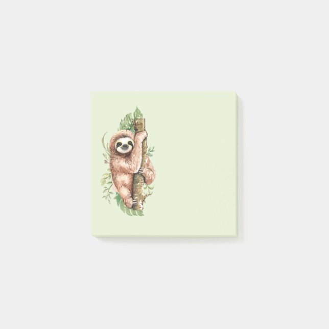Post-it® Aquarelle mignonne Sloth & Feuilles tropicaux (Devant)