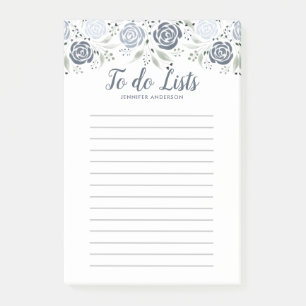 Post-it® Aquarelle minimaliste Flore bleu foncé à faire L