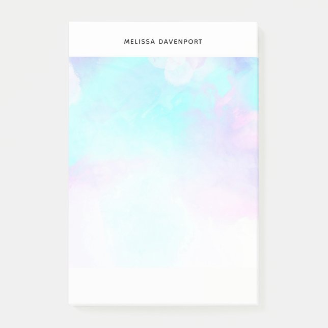 Post-it® Aquarelle moderne Abstraite Pastel bleu & violet (Devant)