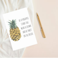 Aquarelle moderne ananas et citation amusante posi